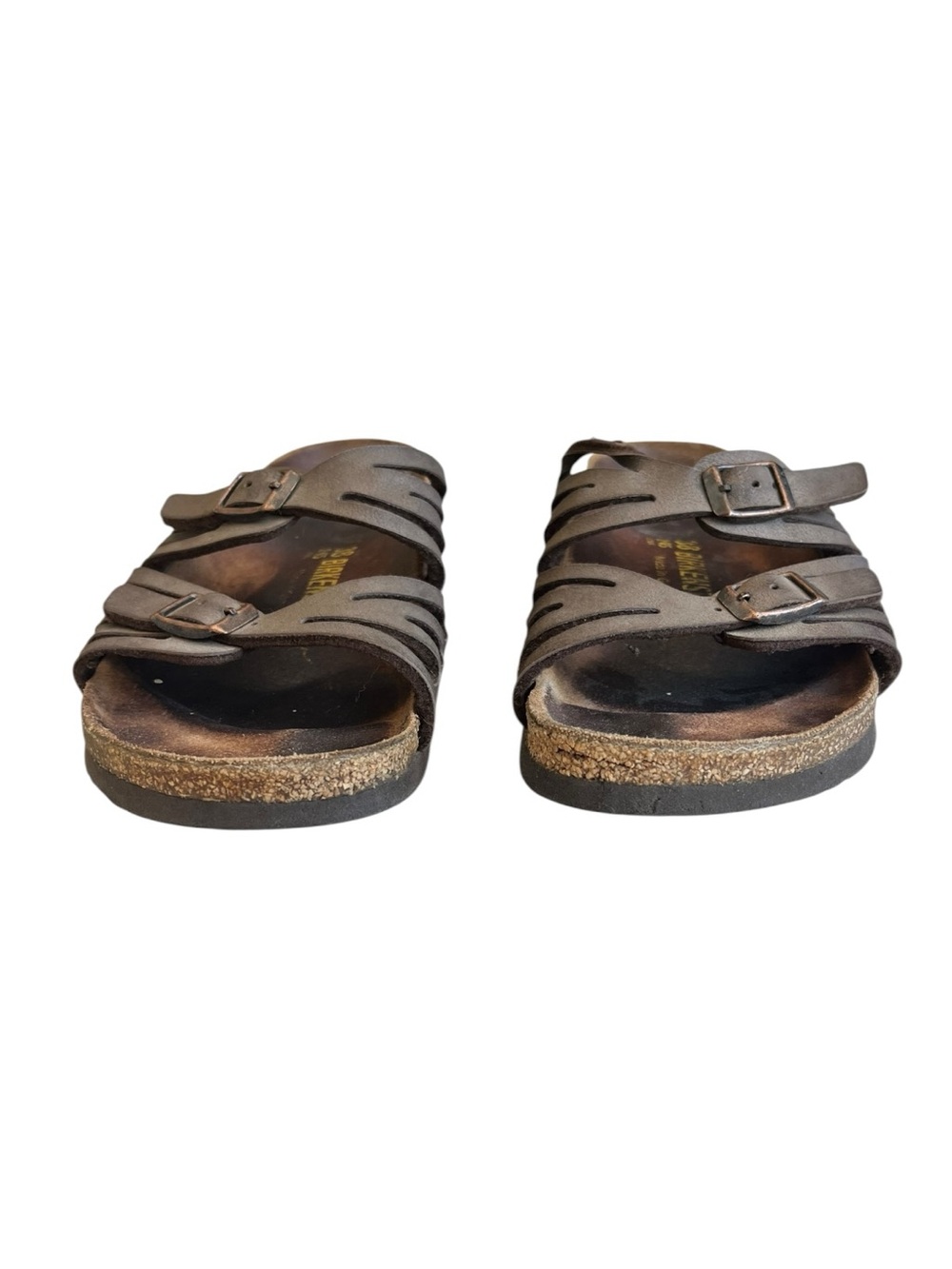 Birkenstock 38 Granada Sandals Brown Leather Round Toe Buckles Women's Size 7 - Picture 2 of 11